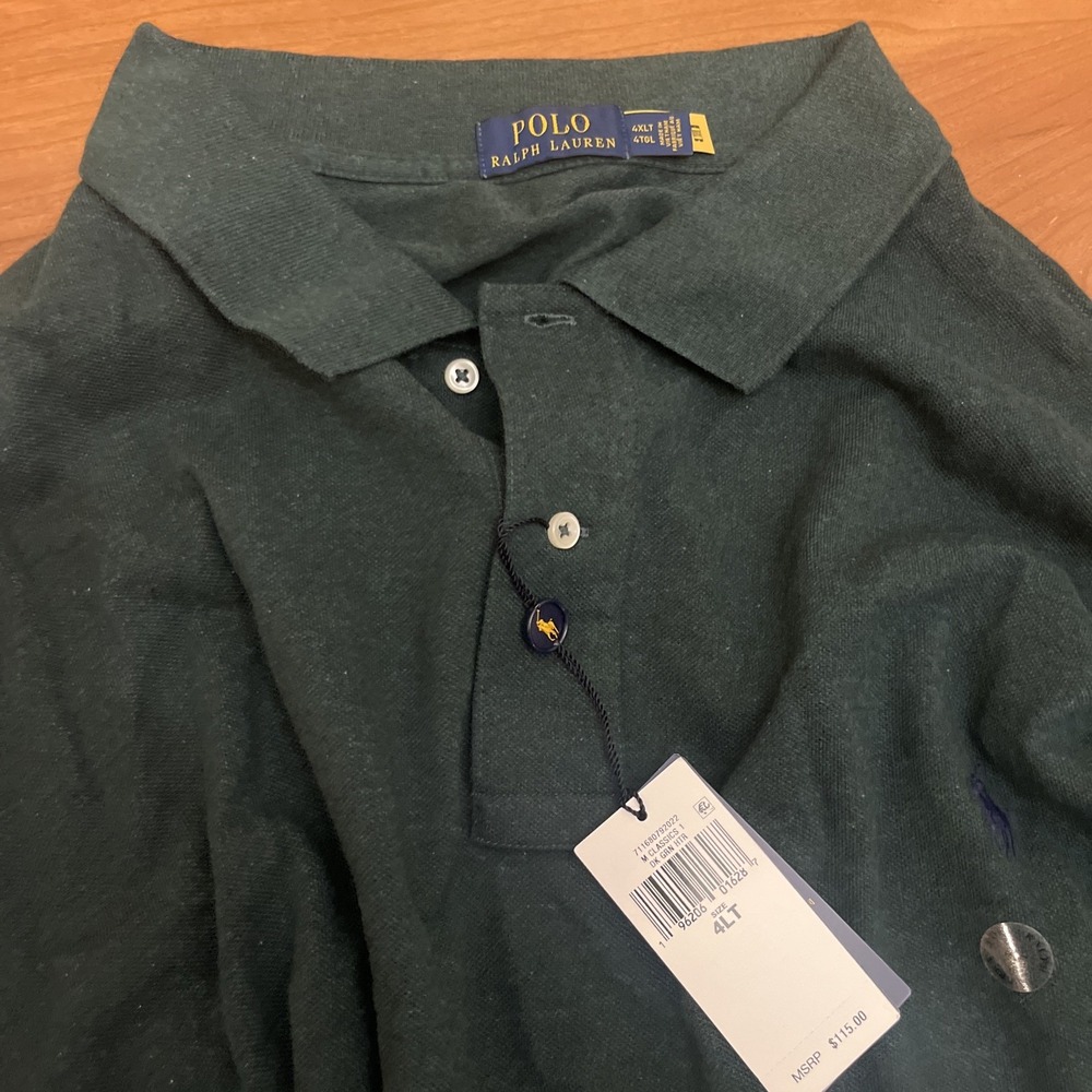Men's Polo Ralph Lauren  Long Sleeve Polo Dark Heather Green Size 4XLT